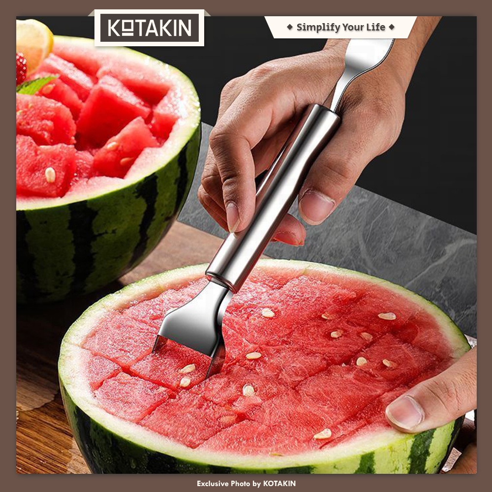 Pisau Garpu Potong Semangka Alat 2in1